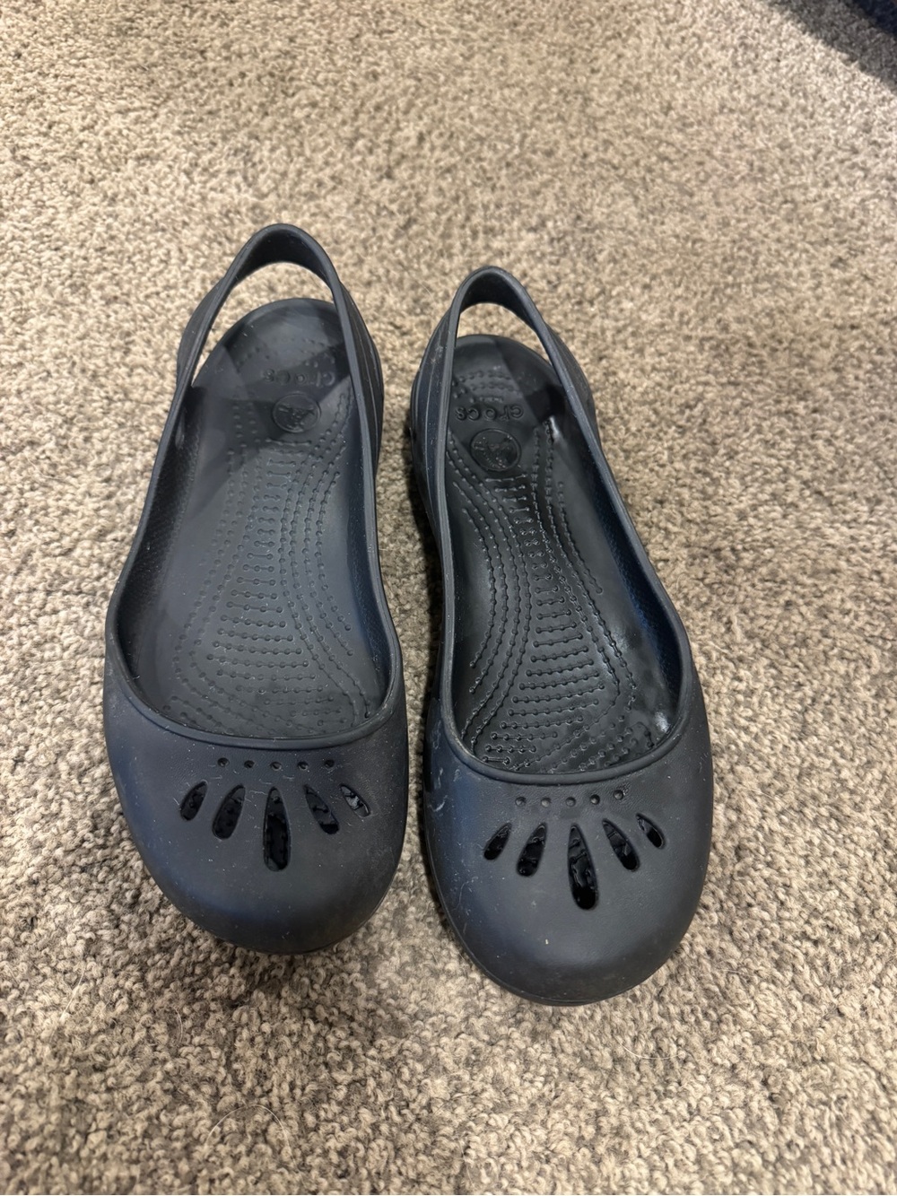 CROCS Women's Black Slingback Clog Flats